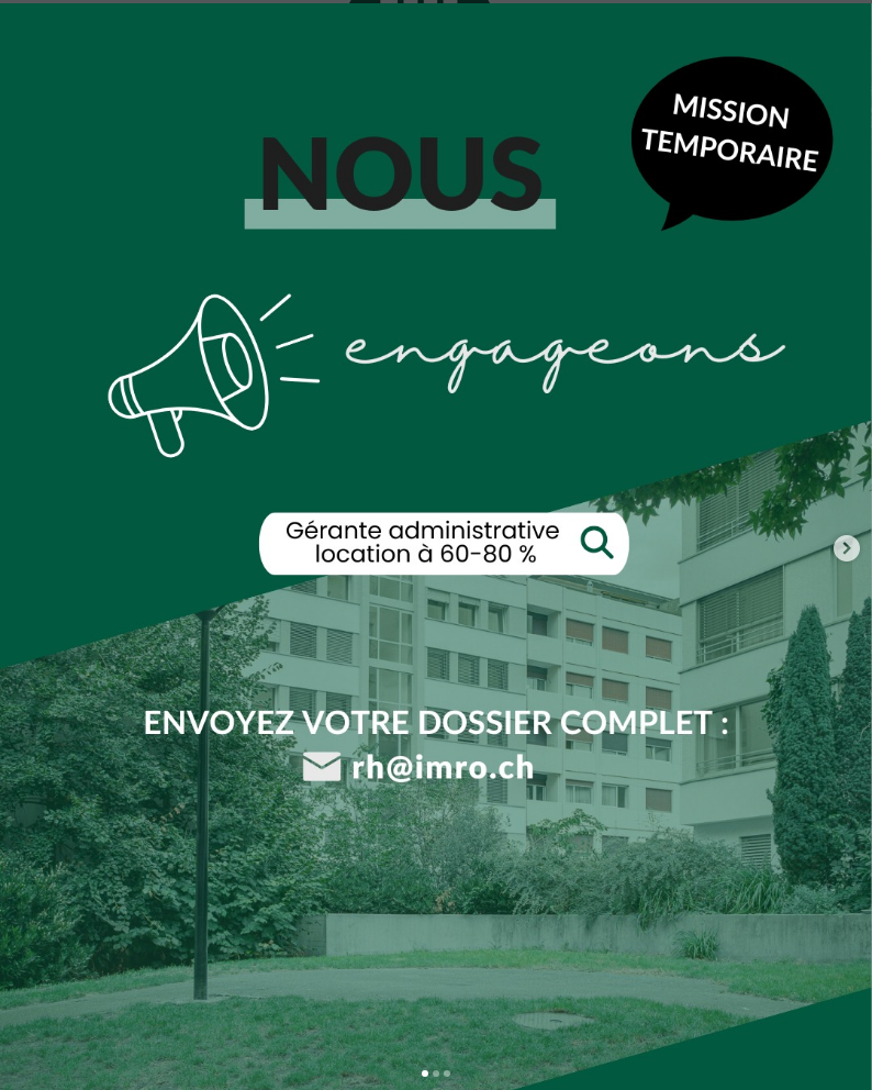 IMRO RECRUTE : Gérante administrative (temporaire)